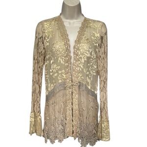 Vintage Spencer Alexis Glam Silk Blend Lace Jacket Sequins Cottagecore Victorian